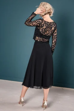 Wadenlanger Chiffonrock in Schwarz – Emmi Black<noni New