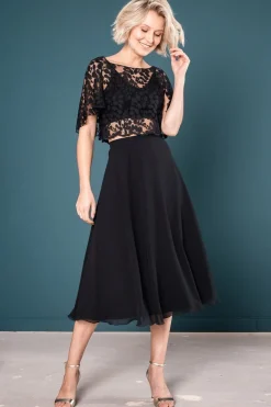 Wadenlanger Chiffonrock in Schwarz – Emmi Black<noni New